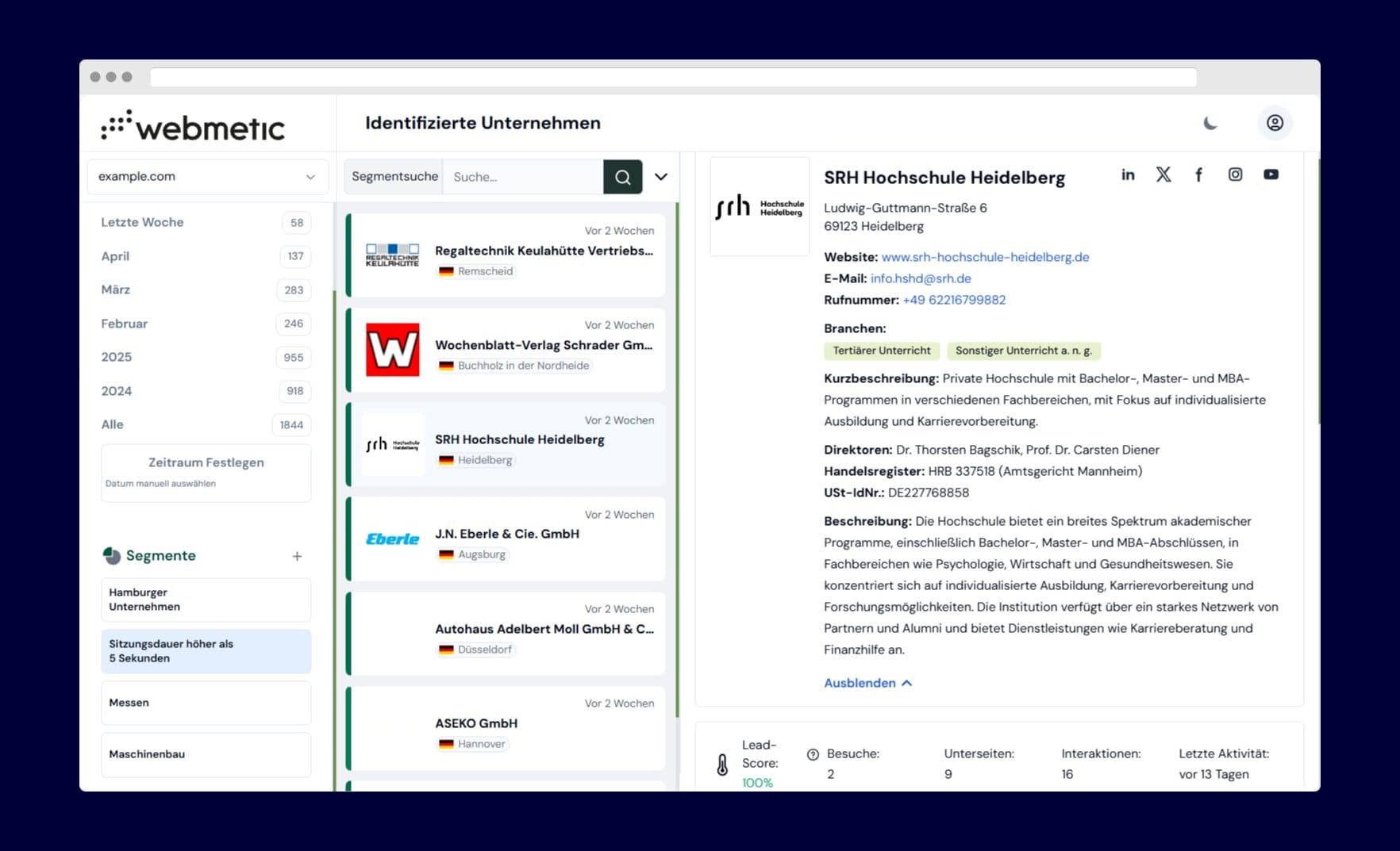 Webmetic macht anonyme Website-Besucher sichtbar